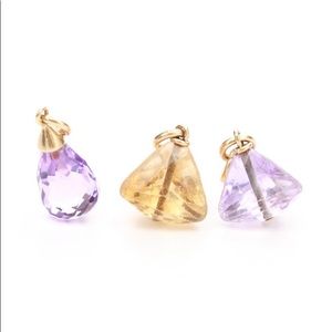 14 K Yellow gold amethyst and citrine pendants